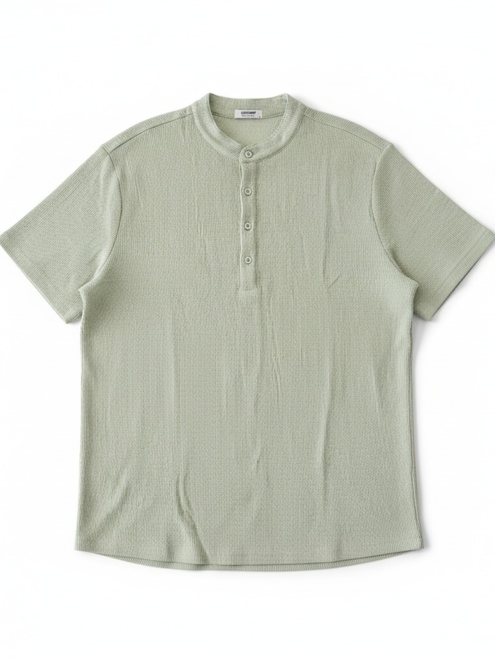 Coofandy  Men’s Waffle Knit Henley  Short Sleeve Shirt – Green Size Large